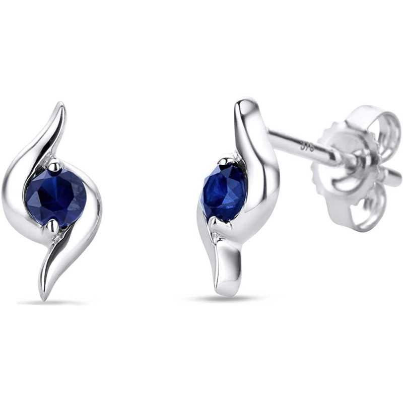 Elegante 9 Karat Guld & Safir Ørestikker - Hvid/Blå