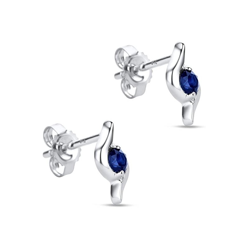 Elegante 9 Karat Guld & Safir Ørestikker - Hvid/Blå