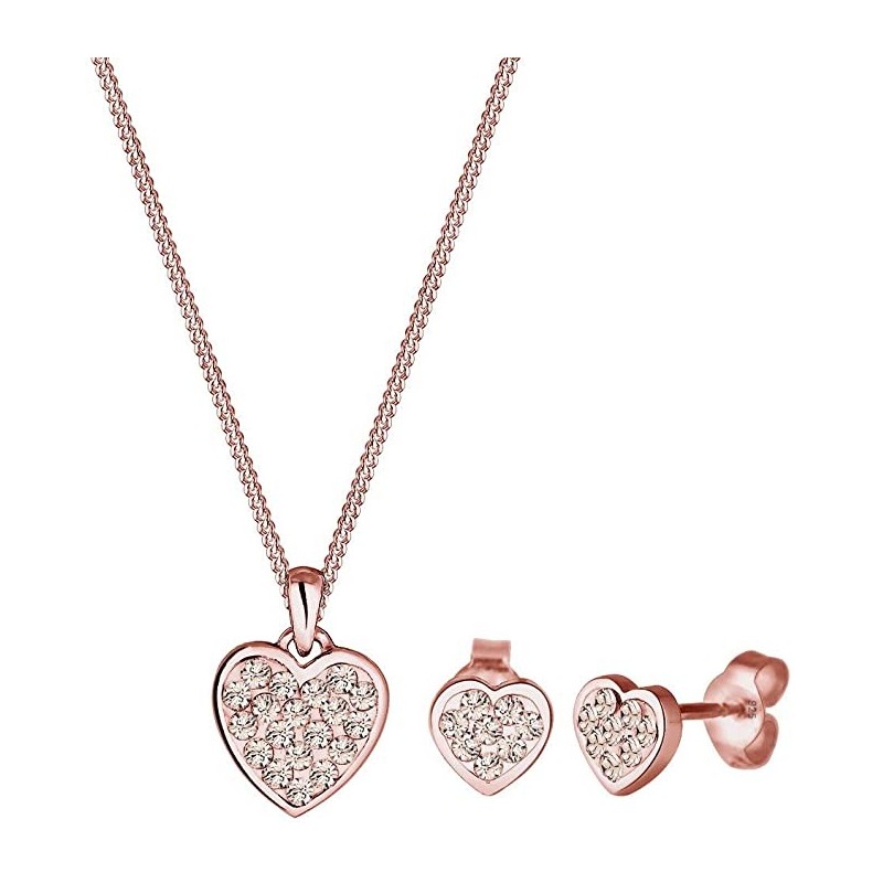 Romantisk Amour Smykkesæt - Rosa Forgyldt 925 Sterling Sølv