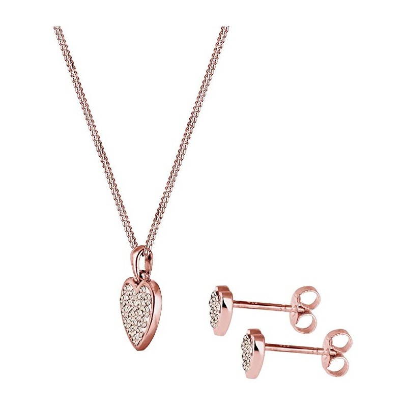 Romantisk Amour Smykkesæt - Rosa Forgyldt 925 Sterling Sølv