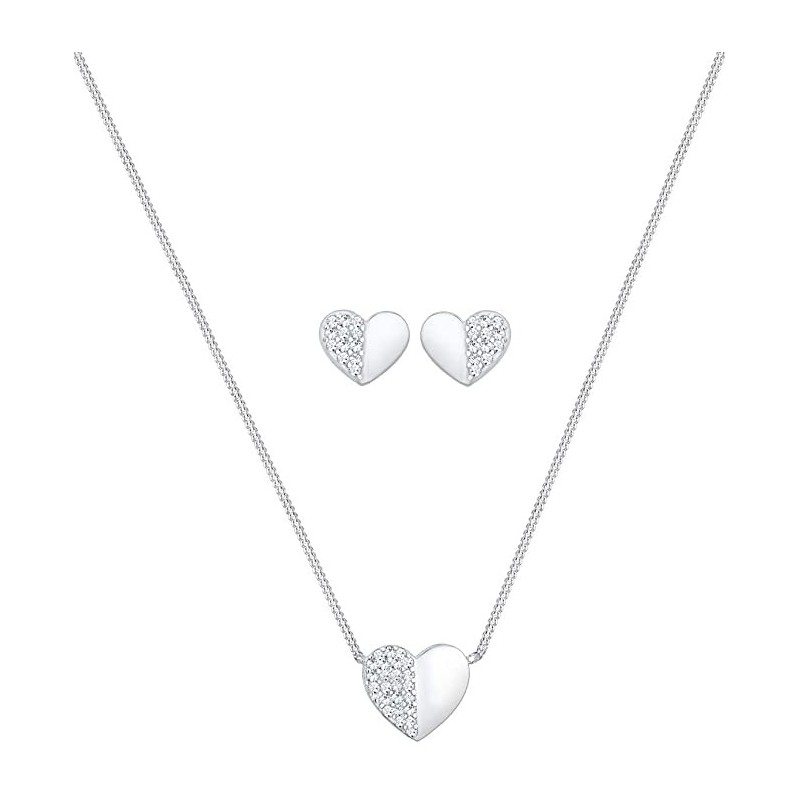 Elegant Playful Heart Smykkesæt - 925 Sterling Sølv - Flere Farver