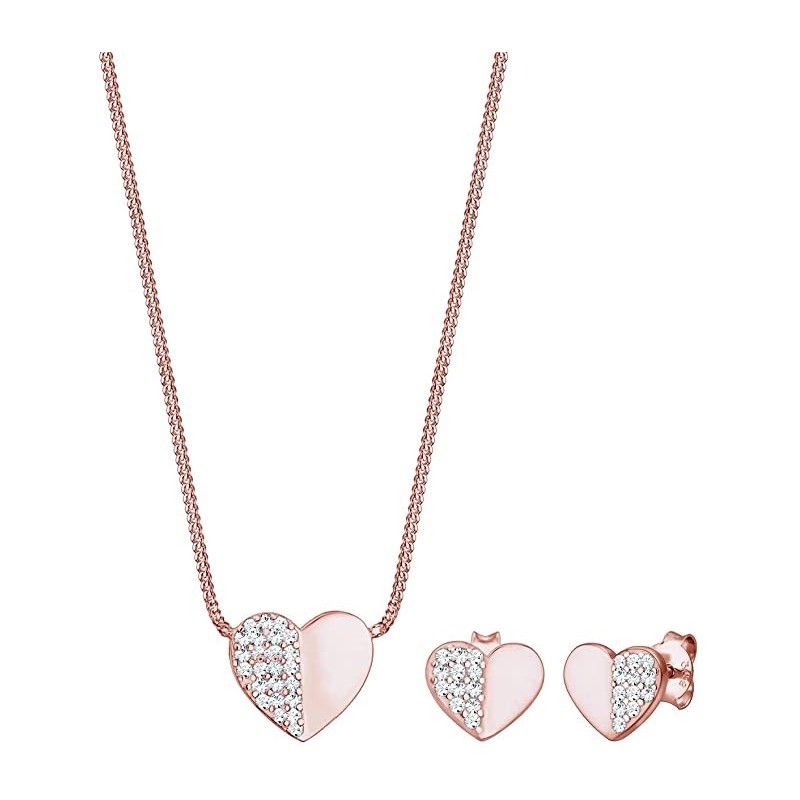 Elegant Playful Heart Smykkesæt - 925 Sterling Sølv - Flere Farver