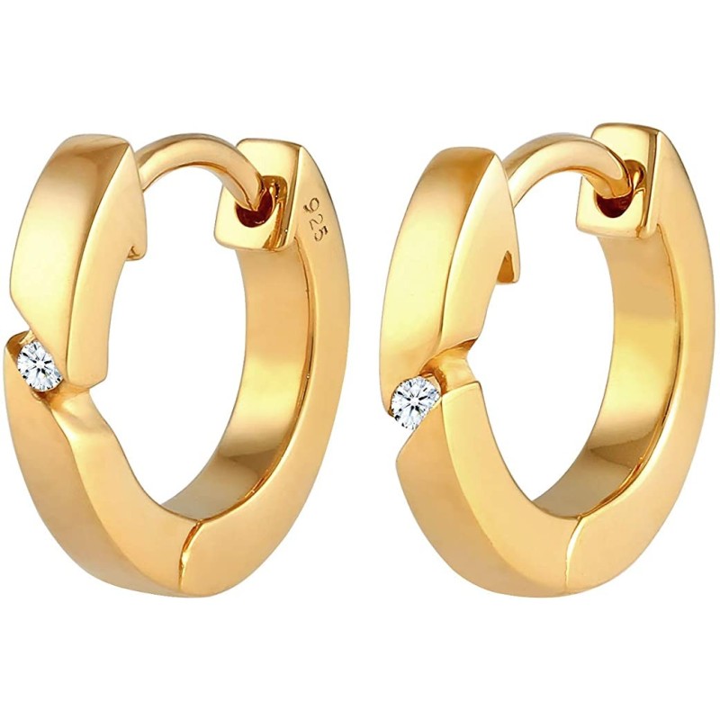 Klassiske Diamant Creol Øreringe – 925 Sterling Sølv  med Zirkonia