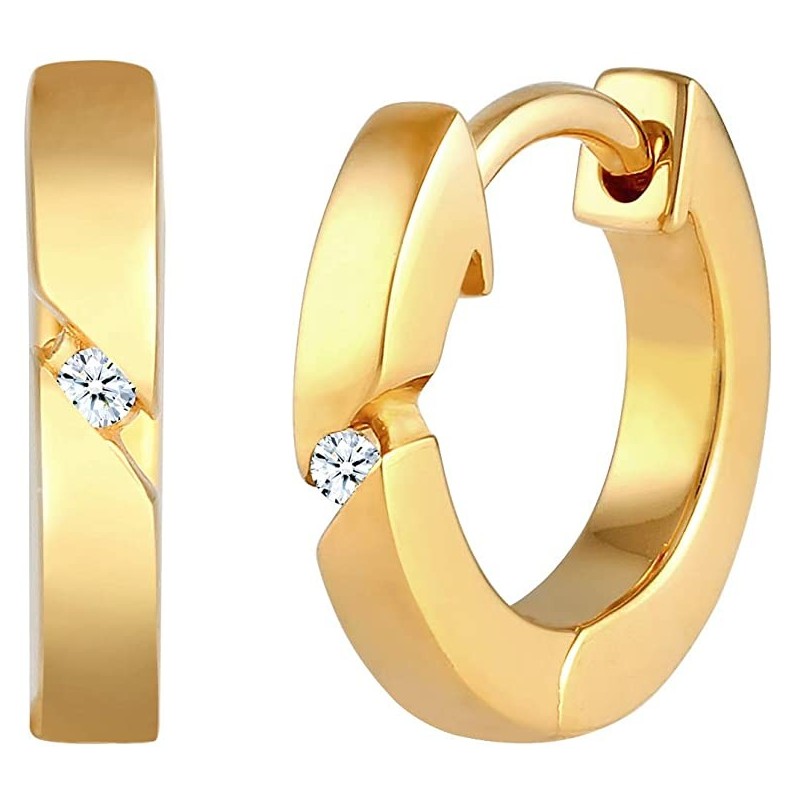 Klassiske Diamant Creol Øreringe – 925 Sterling Sølv  med Zirkonia