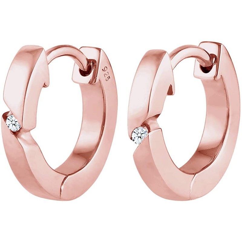 Klassiske Diamant Creol Øreringe – 925 Sterling Sølv  med Zirkonia