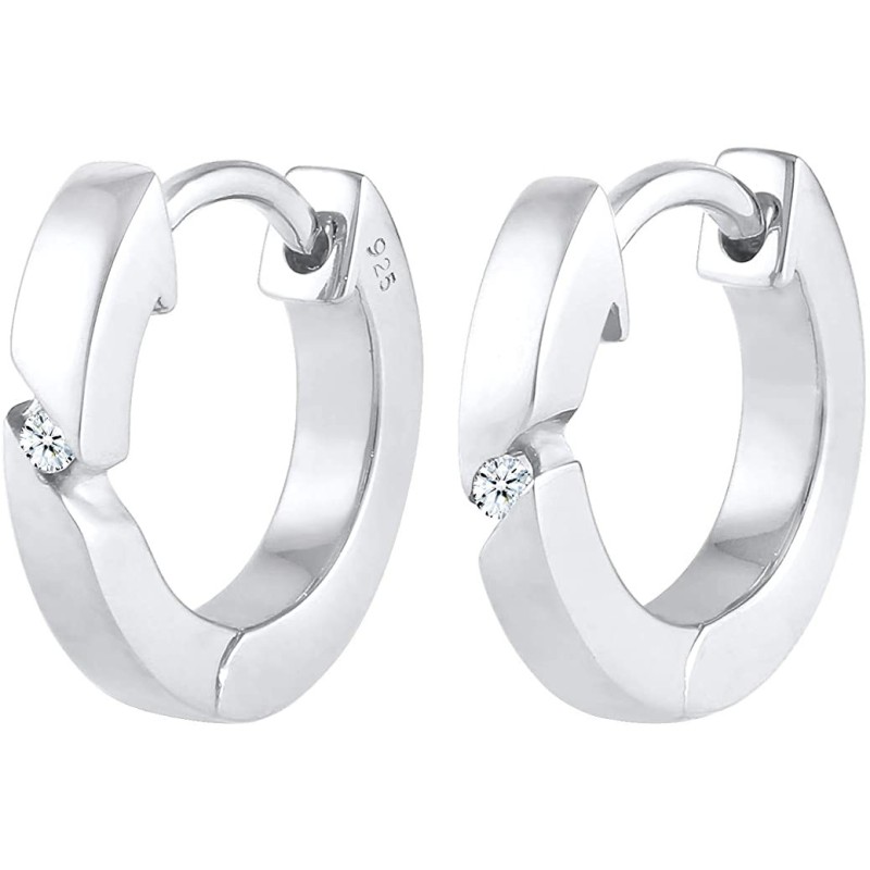 Klassiske Diamant Creol Øreringe – 925 Sterling Sølv  med Zirkonia