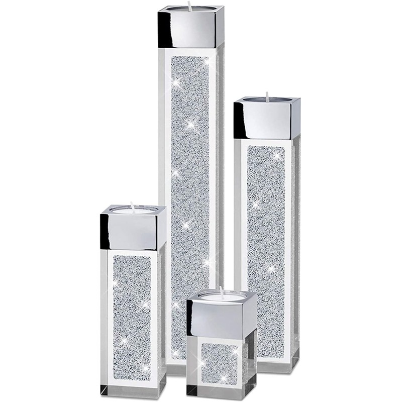 Elegant Infinity Fyrfads Lysestage Sæt – 4 Dele - Sølv