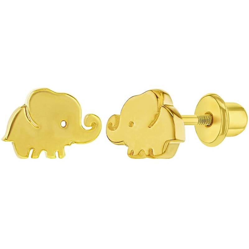 Bedårende Mini Elefant Skrue Ørestikker Til Børn - 9 Karat Guld