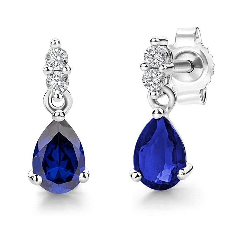 Elegante Dråbe Ørestikker – 9 Karat Guld & Safir
