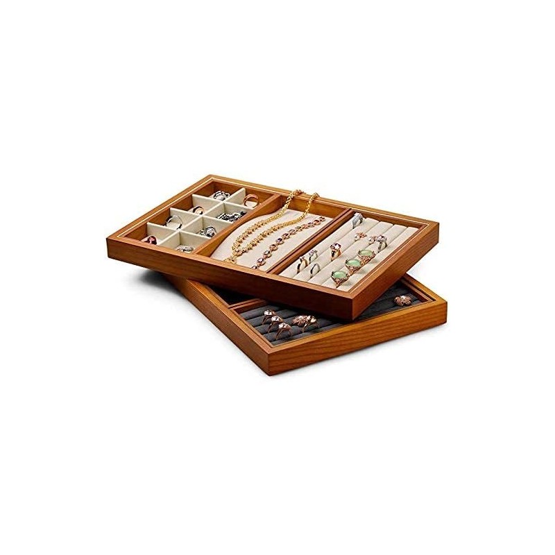 Træ Smykkebakke Organizer – Flere Farver