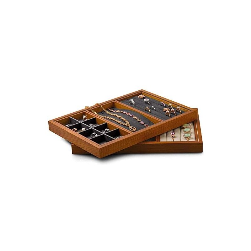 Træ Smykkebakke Organizer – Flere Farver