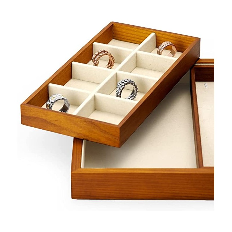 Træ Smykkebakke Organizer – Flere Farver
