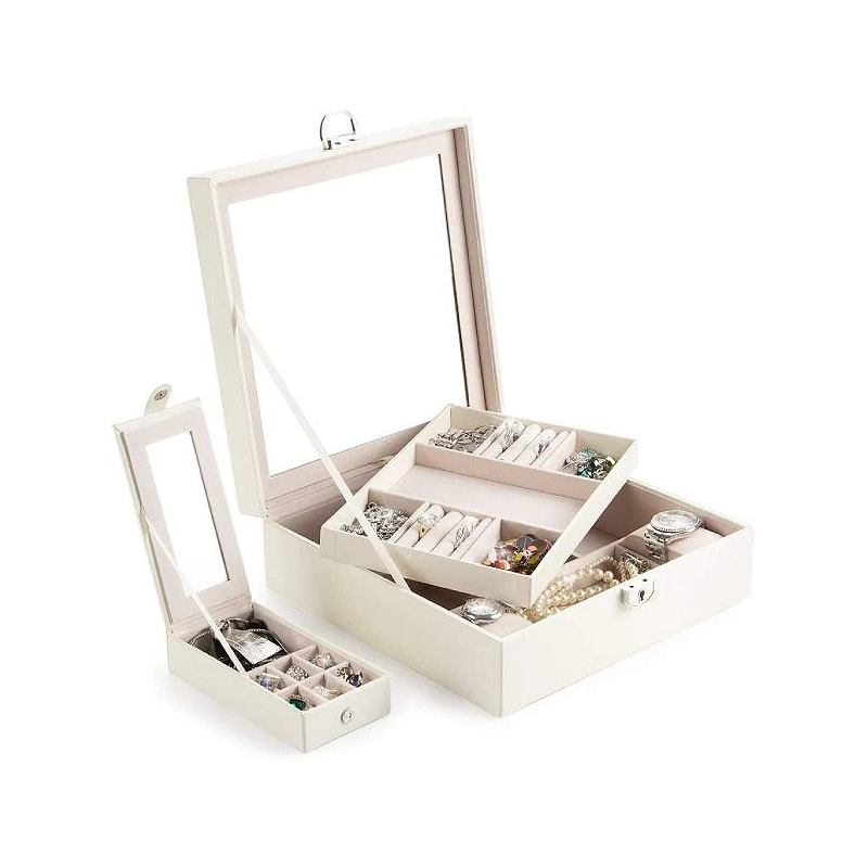 Elegant Austin Smykke Organizer & Opbevaring m. Lås - Hvid