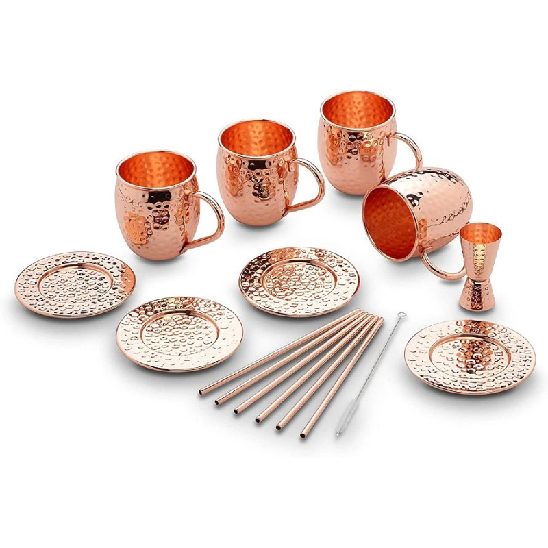 Håndlavet Moscow Mule Krus Sæt - 13 Dele - Kobber