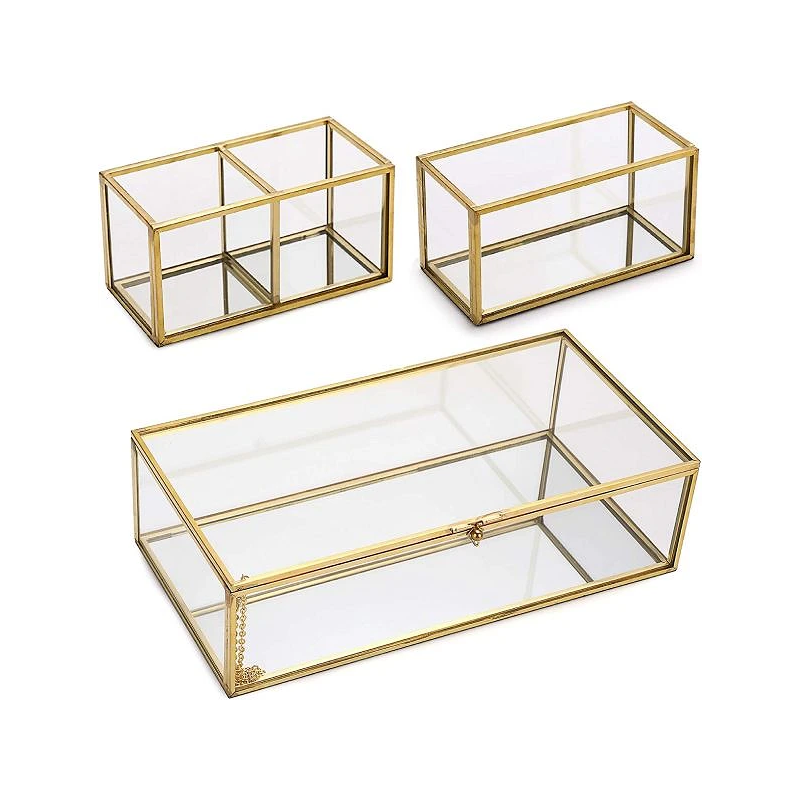 Elegant Trivi Smykke Organizer Sæt – 3 Dele - Guld