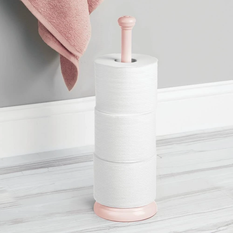 Praktisk Klassisk Fritstående Toiletrulle Holder - Lyserød