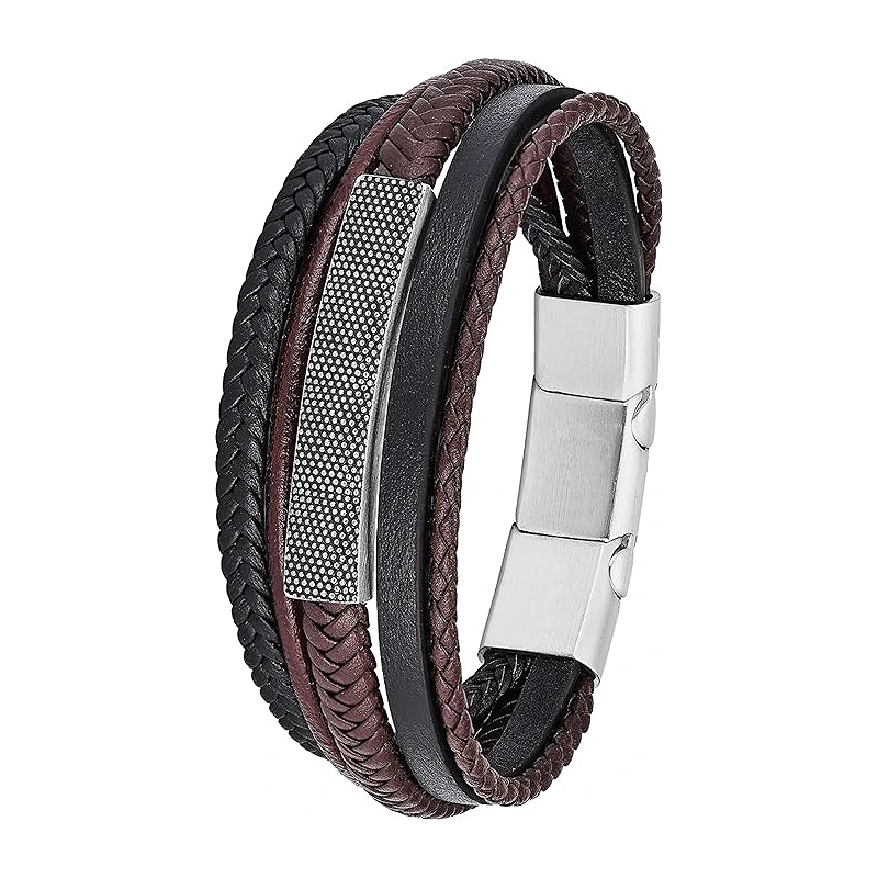Maskulint Læderarmbånd til Mænd - Sort/Brun