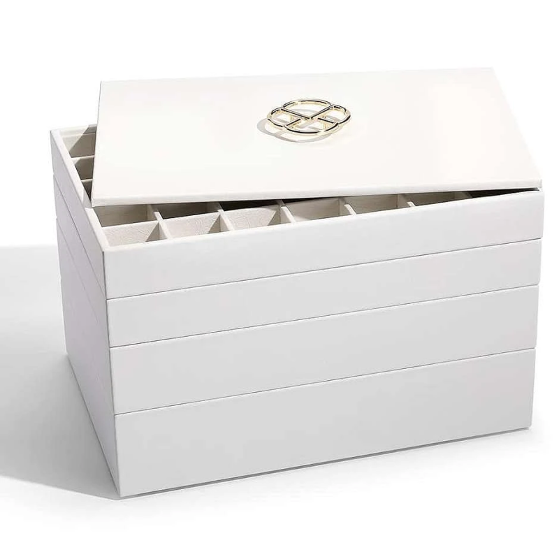 Komplet 5-i-1 Smykke Opbevaringsboks & Organizer - Hvid
