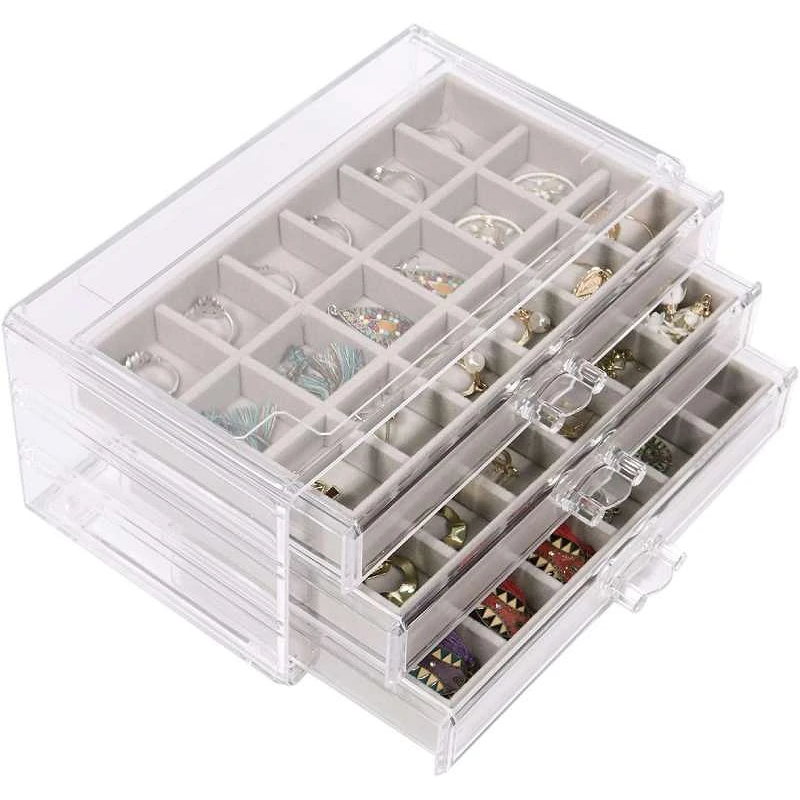 Komplet Smykke & Makeup Organizer - Akryl Grå
