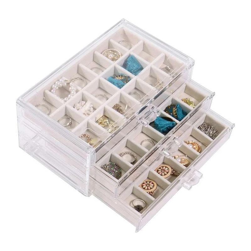Komplet Smykke & Makeup Organizer - Akryl Beige