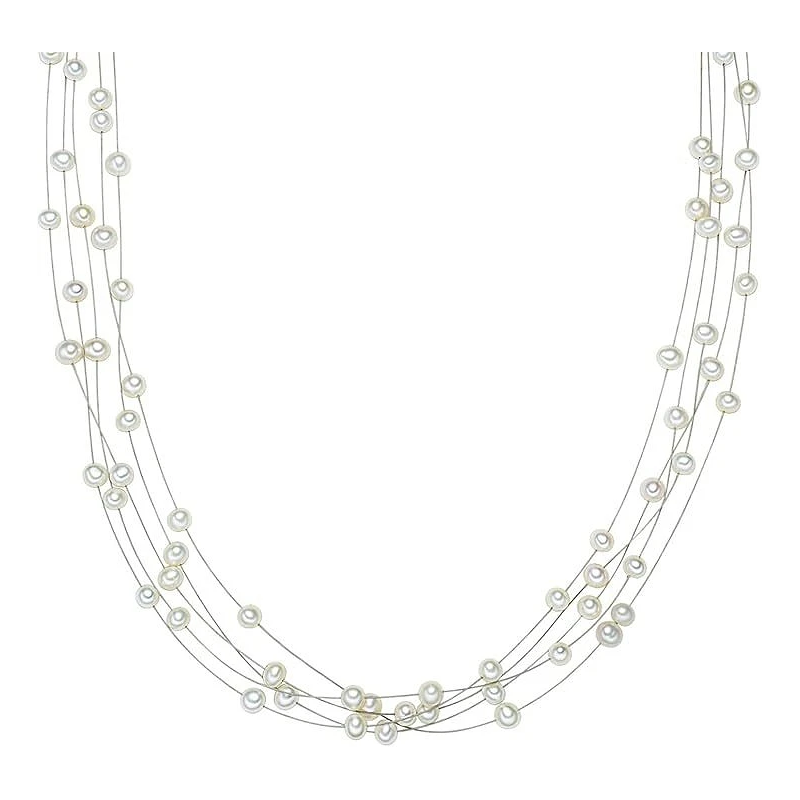 Elegant hvid Perlehalskæde med Ferskvandsperler - 43 cm i 925 Sterling Sølv