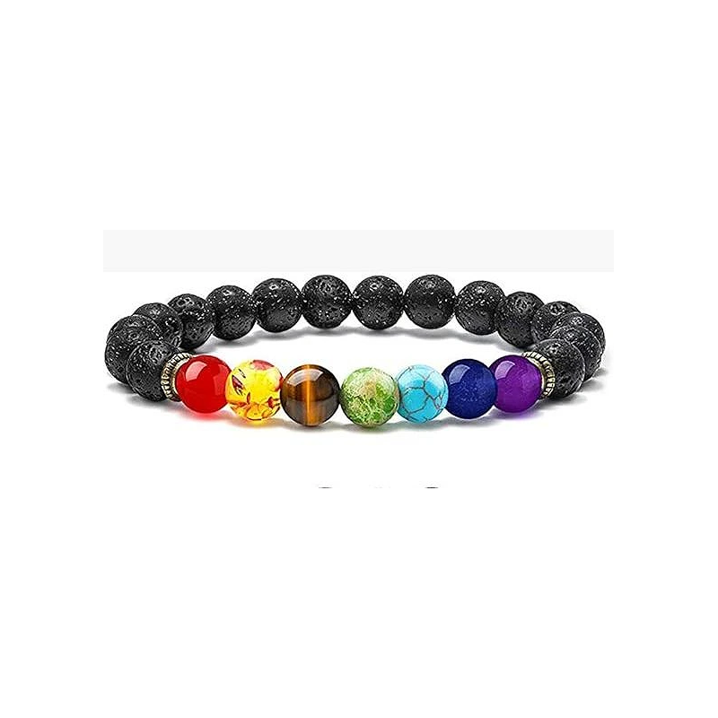 Moderne 7 Chakra Unisex Armbånd - Sort