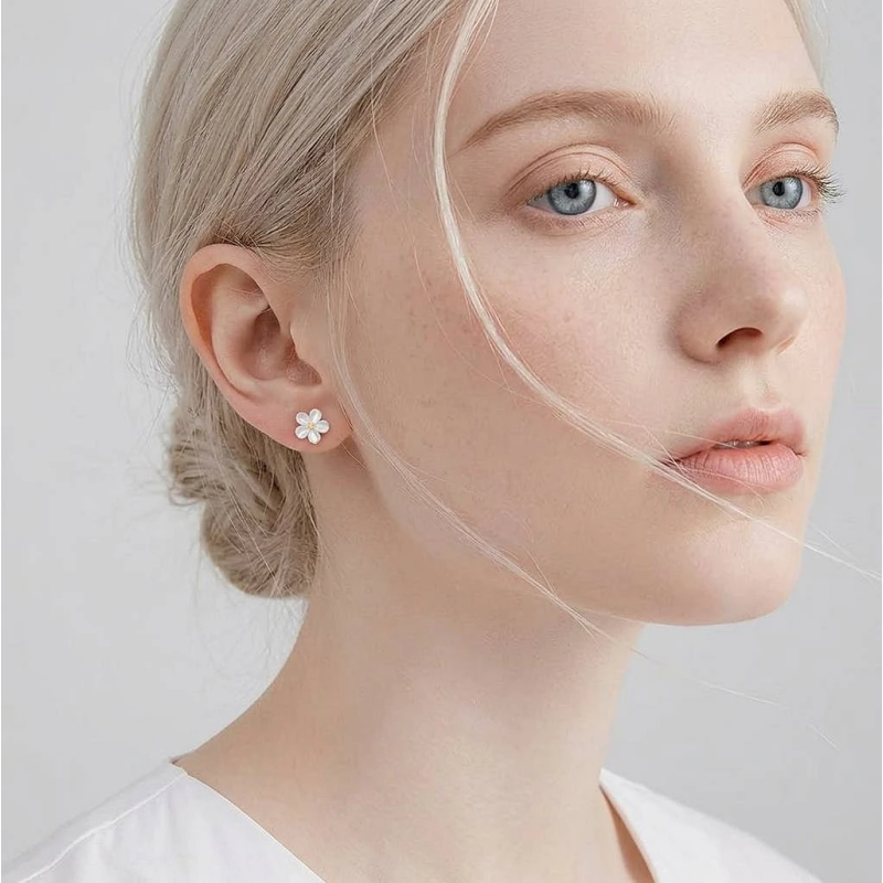 Marguerit Øreringe Sølv