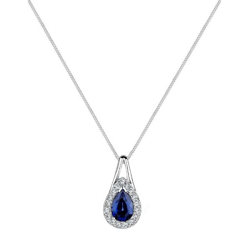 Elegant Heritage halskæde i sølv med Safir og Swarovski krystaller