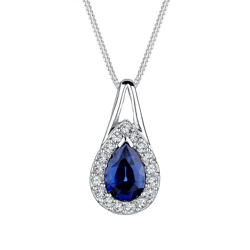 Elegant Heritage halskæde i sølv med Safir og Swarovski krystaller