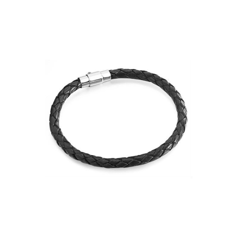 Stilfuldt læderarmbånd i blødt flettet læder – Unisex model med magnetlukning