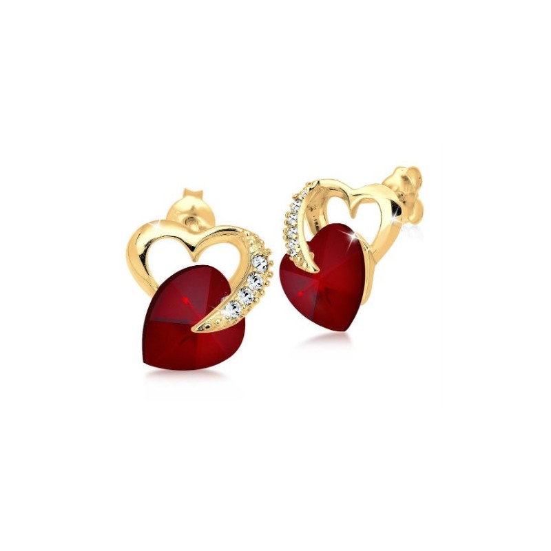 Dame Øreringe i Elegant & Romantisk Design – 925 Sterling Sølv & Ægte Swarovski Krystaller i hjerte model