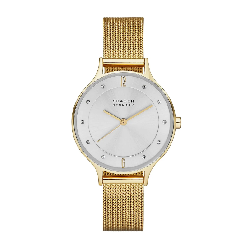 Skagen Anita Lille Dameur - Kvartsur, Guldtonet og hvid, 30mm