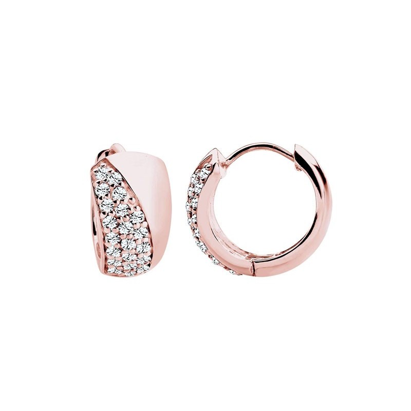 Smukke rosaguld creol øreringe i 925 sterling sølv med Swarovski krystaller