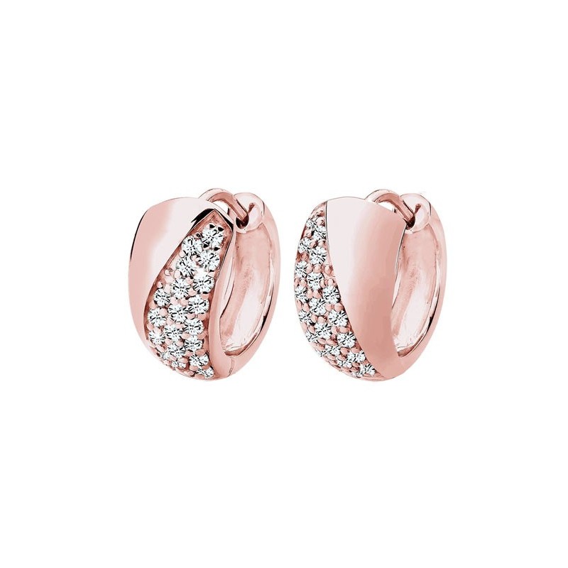 Smukke rosaguld creol øreringe i 925 sterling sølv med Swarovski krystaller