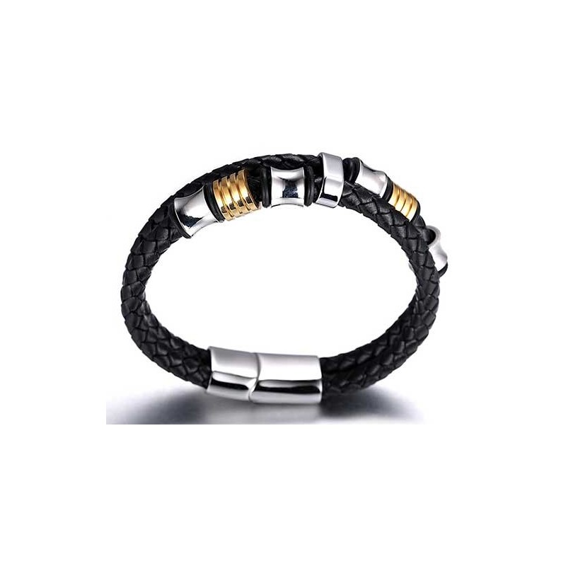 Håndlavet Titanium læderarmbånd til mænd - Dobbelt design