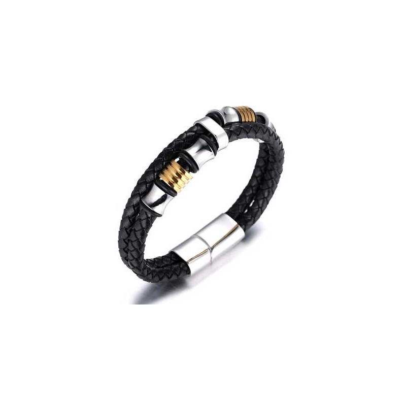 Håndlavet Titanium læderarmbånd til mænd - Dobbelt design