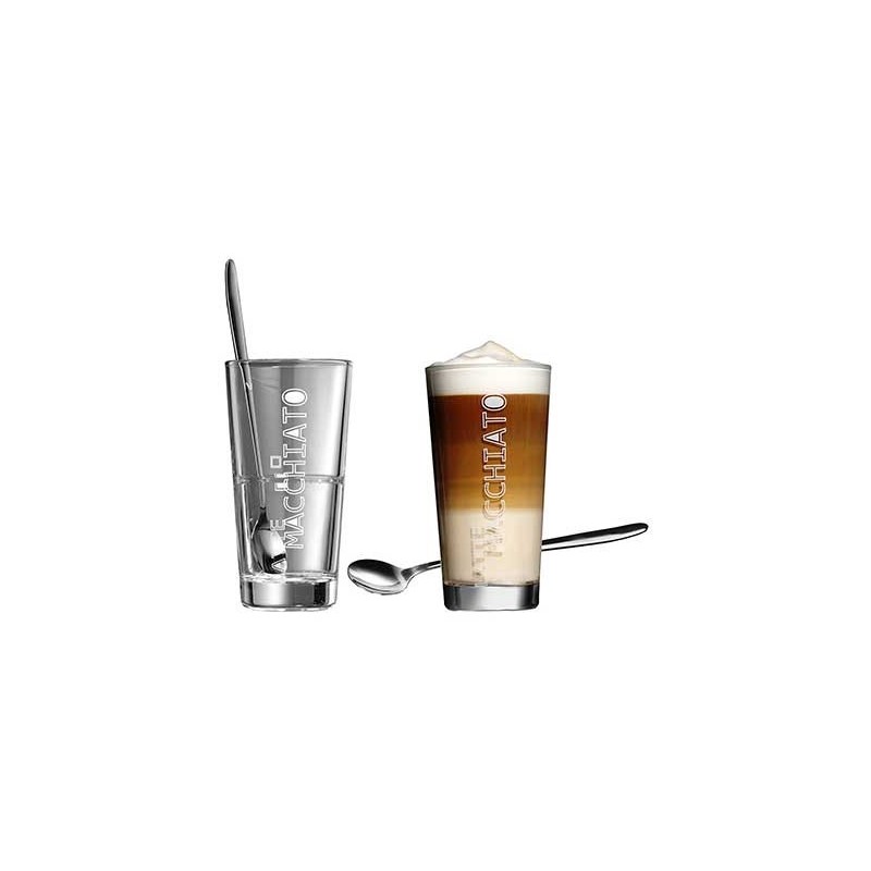 Latte Macchiato glas med cafe ske - 4 dele