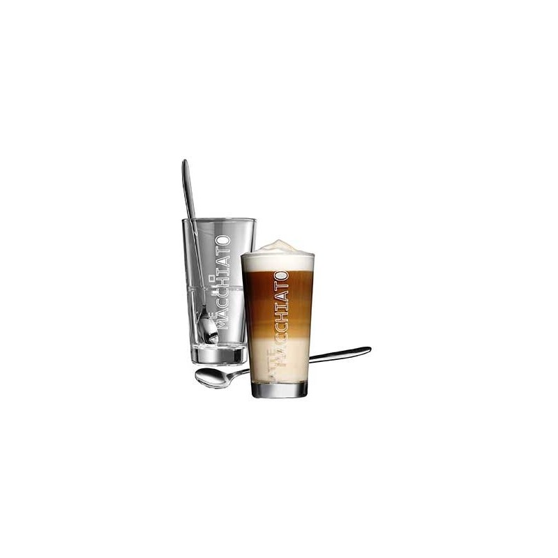 Latte Macchiato glas med cafe ske - 4 dele