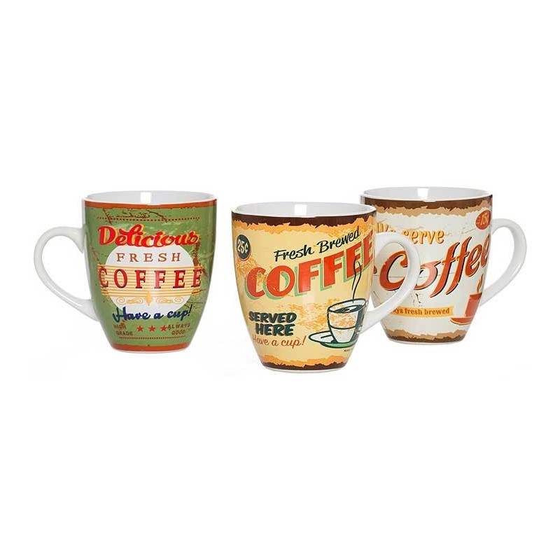 Retro Vintage Design Kaffekrus – 3 stk.
