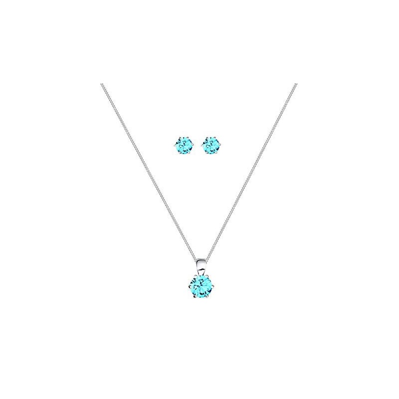 Smykke Sæt – 925 Sterling Sølv – Ægte Blå Swarovski Krystaller