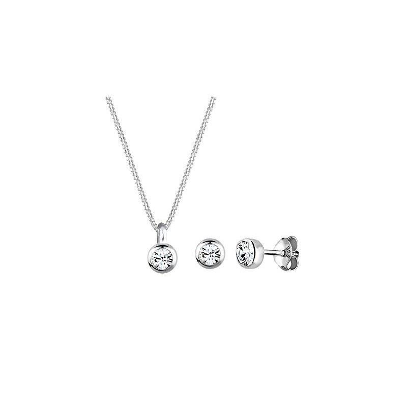 Stilrent Smykke Sæt – 925 Sterling Sølv & Swarovski Krystaller – 45 cm