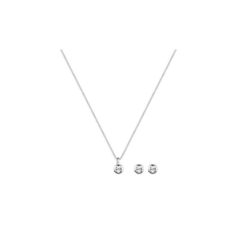 Stilrent Smykke Sæt – 925 Sterling Sølv & Swarovski Krystaller – 45 cm