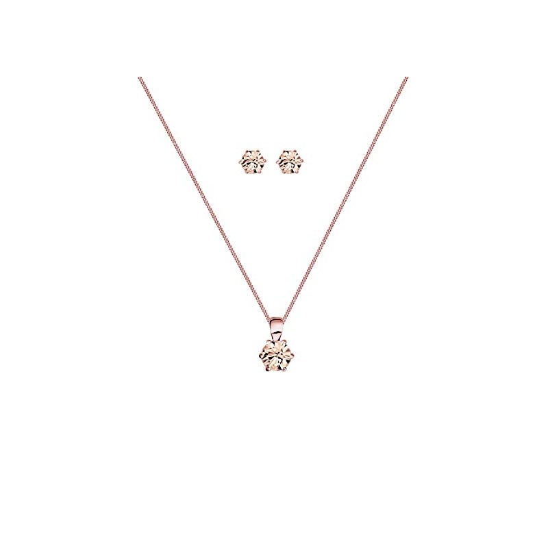 Halskæde & Ørestikker – Rosa Guldbelagt 925 Sterling Sølv – Swarovski Krystal