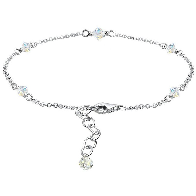 Ankel Kæde – 925 Sterling Sølv – Swarovski Krystal