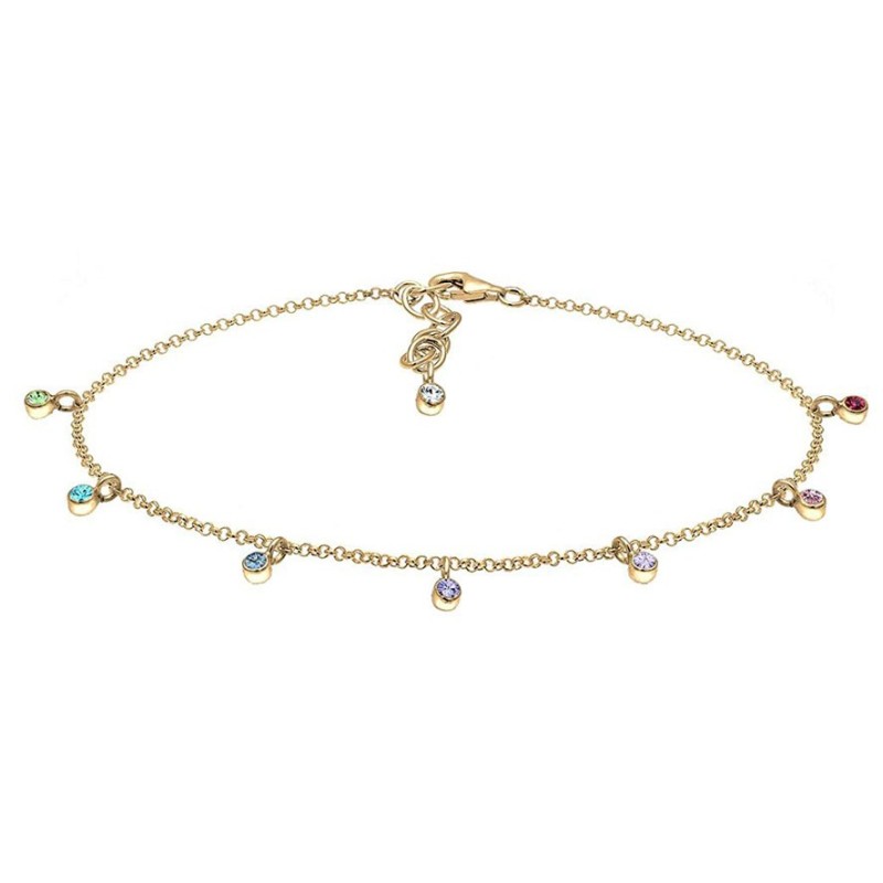 Ankel Kæde – Forgyldt 925 Sterling Sølv – Multi Farvet Swarovski Krystal