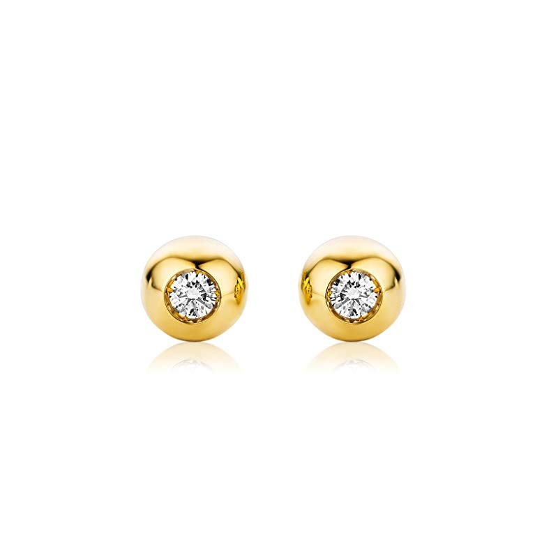 Stilfulde Dame Ørestikker – 18 Karat Guld – 0,06 Karat Diamant
