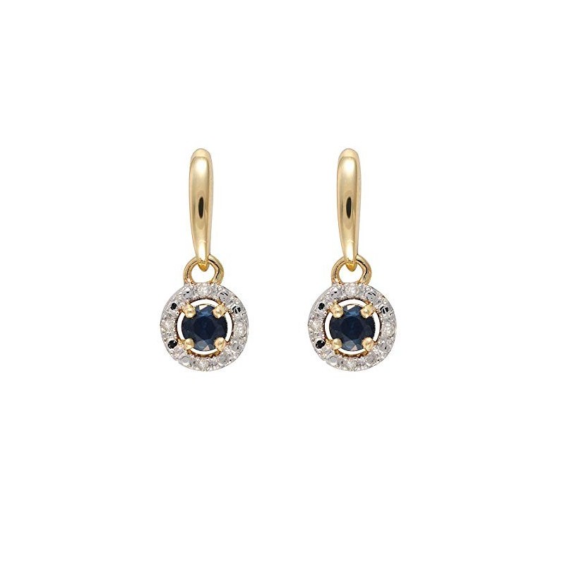 Luksuriøse Øreringe – 9 Karat Guld – Safir & Diamant