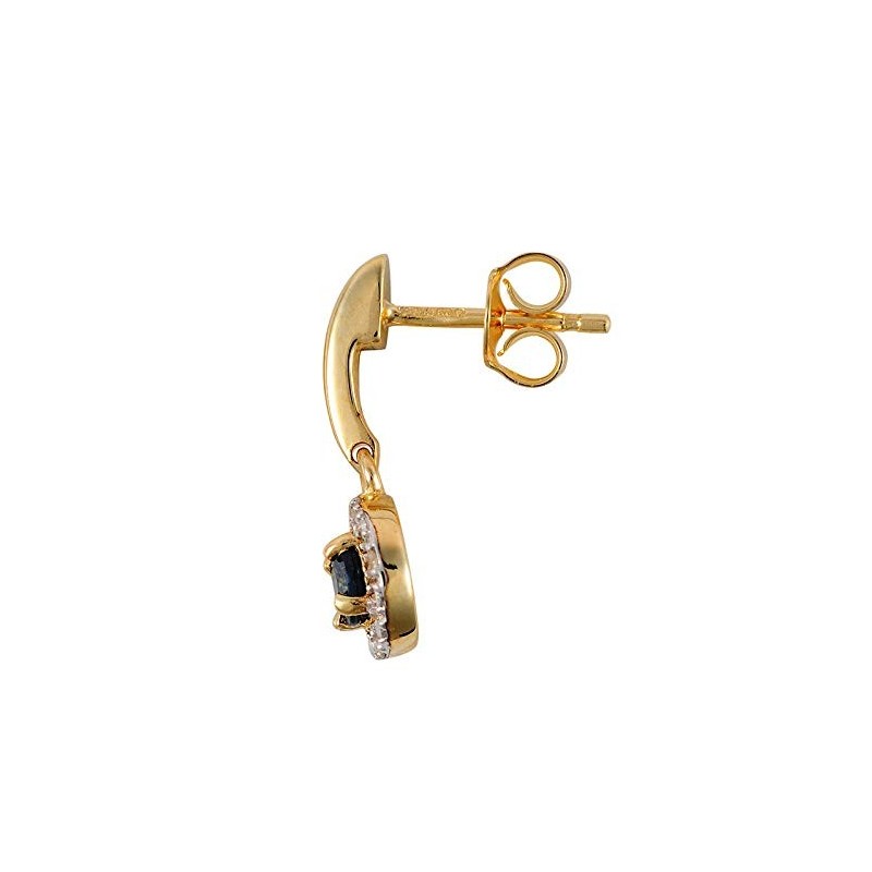 Luksuriøse Øreringe – 9 Karat Guld – Safir & Diamant