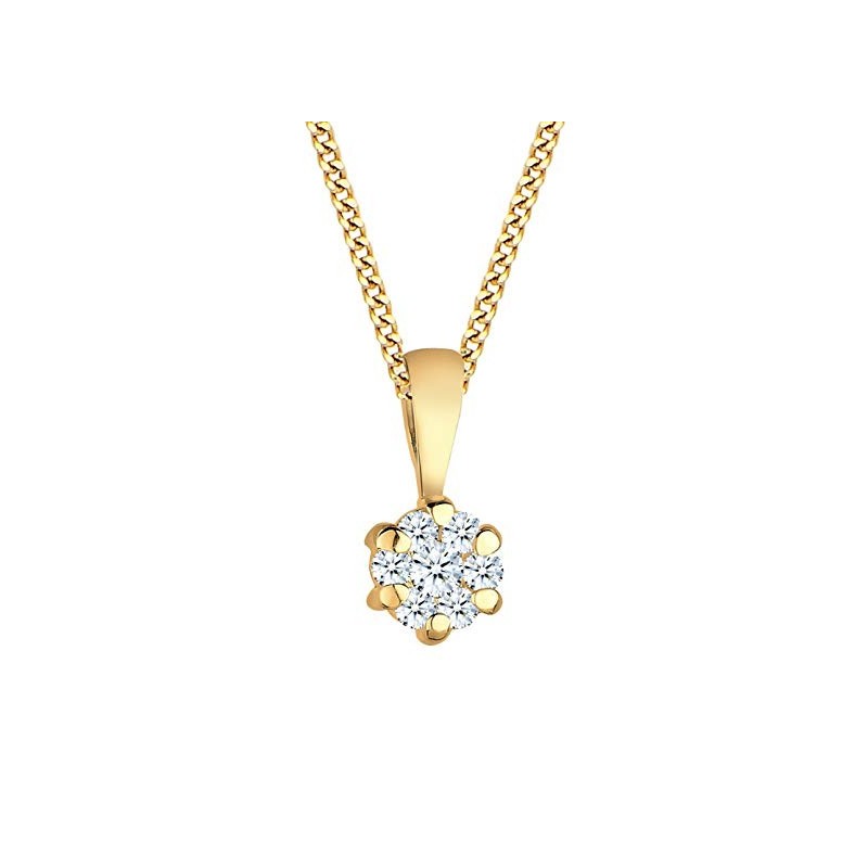 Blomster Halskæde – 14 Karat 585 Guld – 0,14 Karat Diamant