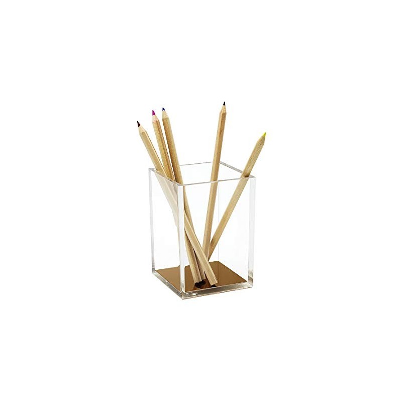 Kontor Artikler – Blyant/Kuglepenne Holder – Akryl & Guld